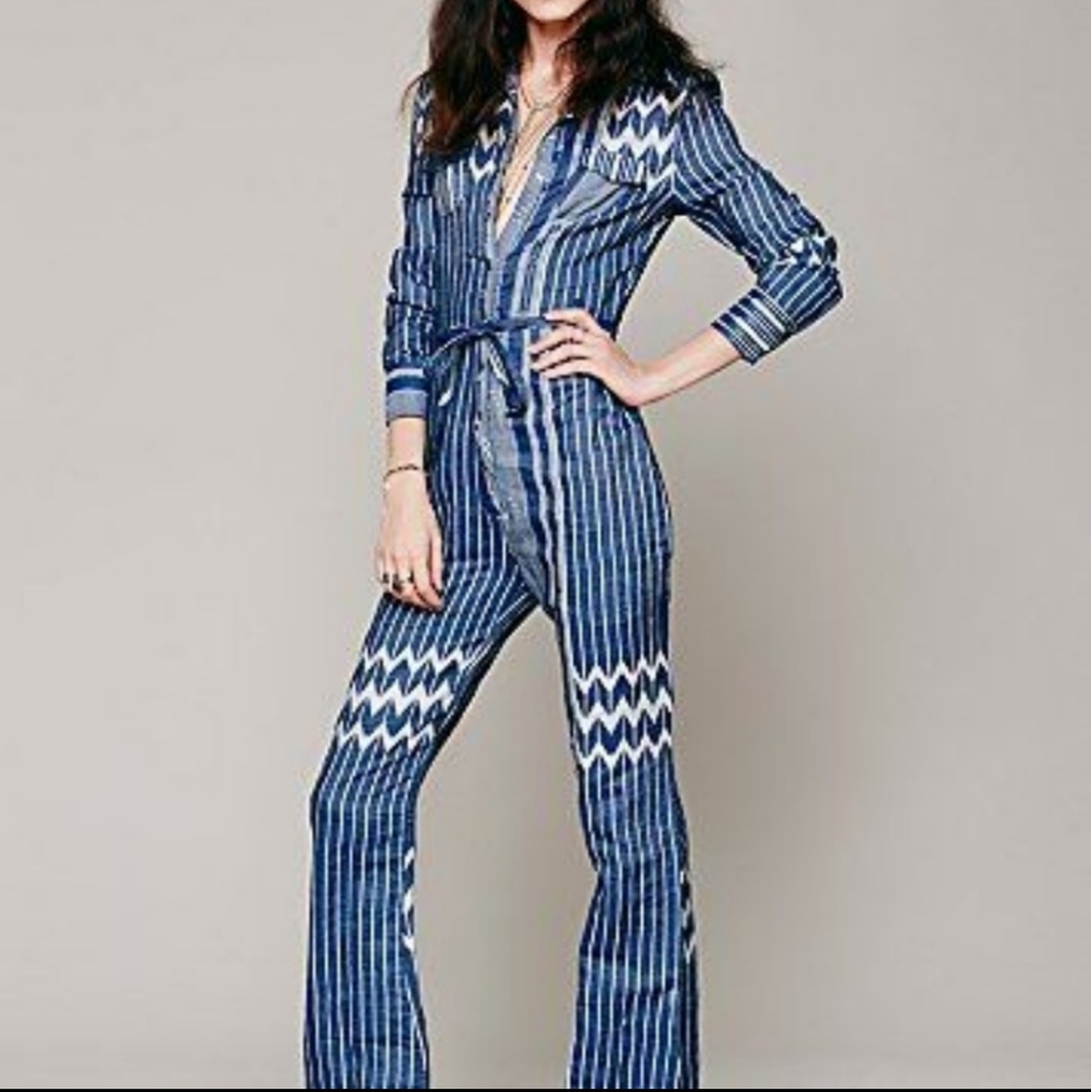 Denim railroad jumpsuit